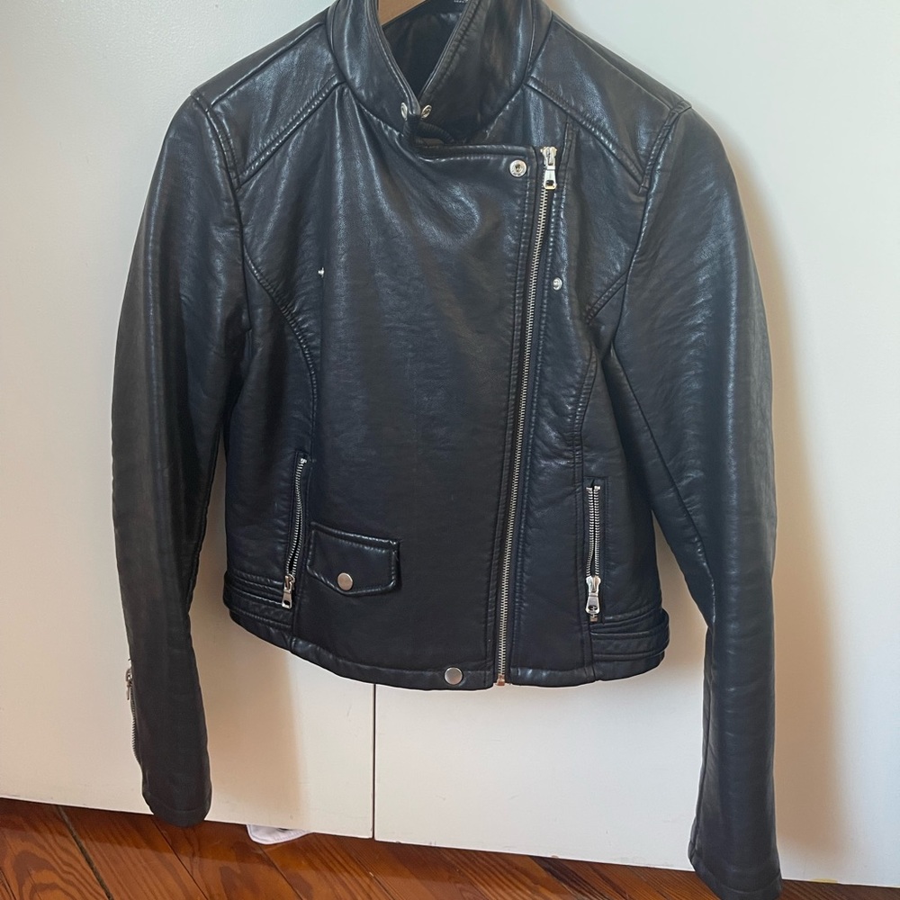 Leather biker jacket